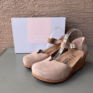 Papillio Birkenstock Mary Wedge Women’s 42EU or 11US Narrow Warm Sand Suede NEW